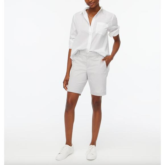 J.Crew 9" Frankie Bermuda Chino Short Cotton Mid Rise Oyster Grey US 12 NWT - Picture 1 of 12